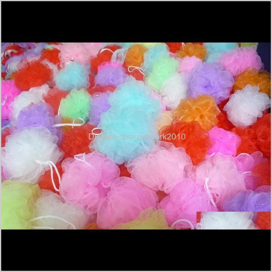 multi colors 8g/15g/20g/30g bath shower sponge pouf loofahs nylon mesh brush shower ball, mesh bath and shower sponge