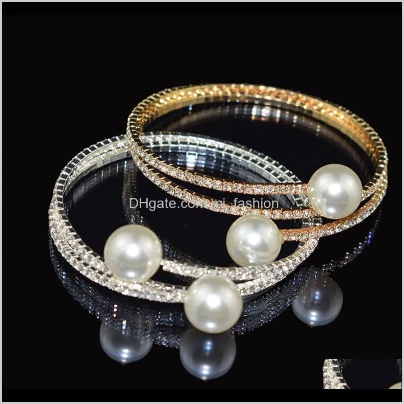 crystal bracelet gold and silver bracelet rhinestone pearl shining boho adjustable size open cuff bracelet pulseras mujer gift