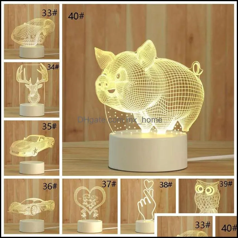 Creative Night Light Led 3D Bedroom Decoration Small Table Lamp Romantic Colorful Pattern Bedroom Decoration Gift Home Decor Lamp