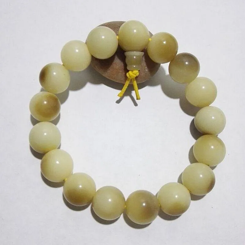 12mm Tibetan Buddhism White Bodhi Root Bracelet Beaded, Strands