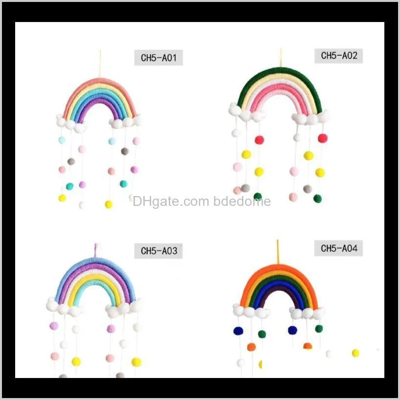woven cloud rainbow hanging decoration ins nordic style home wall decor children room pendant hhc7120