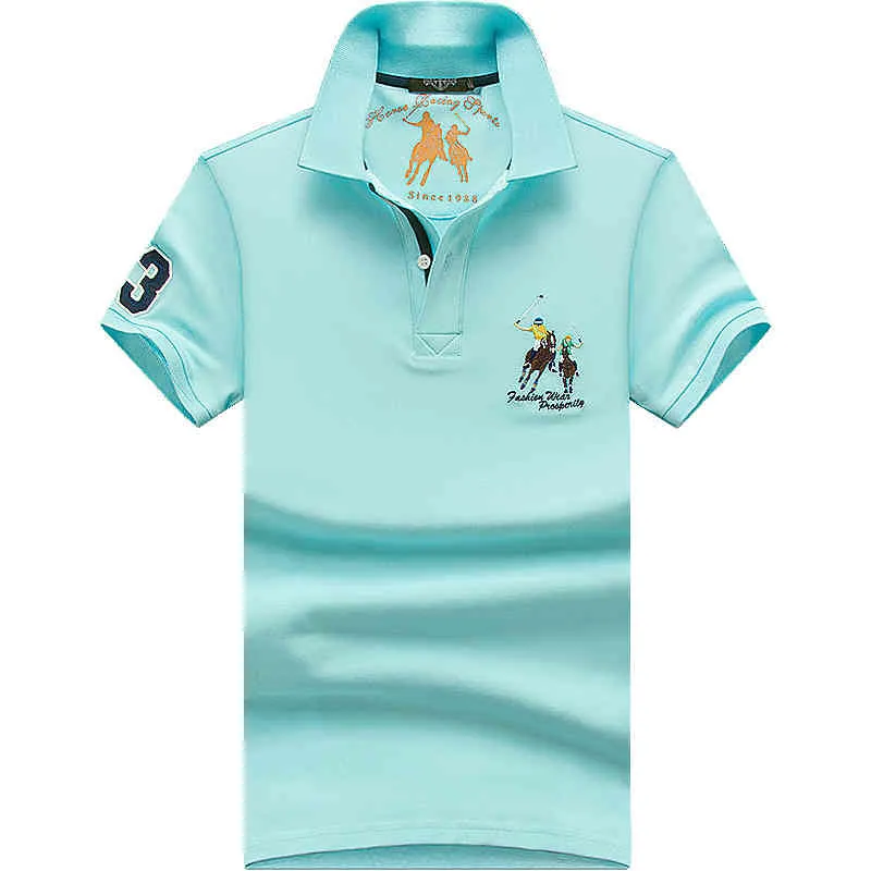 Trend T-shirt Polo Shirt Men's Short Sleeve Lapel Summer Embroidered Horse Clothes Business LargeVzrv