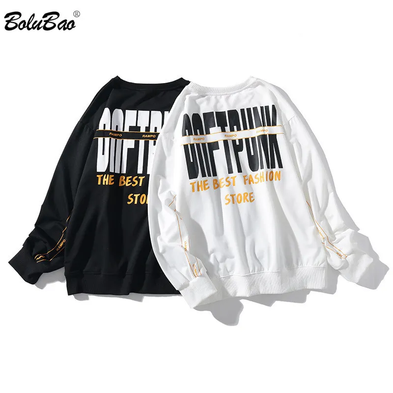 Bolubao Men Mode Letter Print Sweatshirts Trendy Brand Män Street Hip Hop Pullover Sweatshirt Casual Hoodies Sweatshirt Man 210518