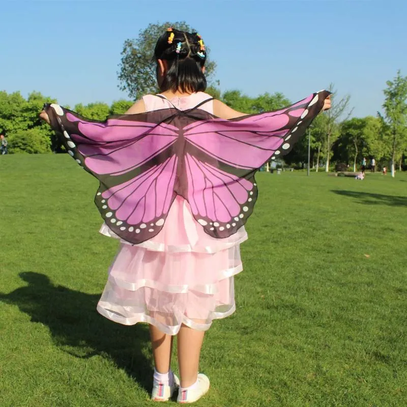 Scarves Child Kids Boys Girls Bohemian Butterfly Print Shawl Pashmina Costume Accessory Ly Design Wings Drop