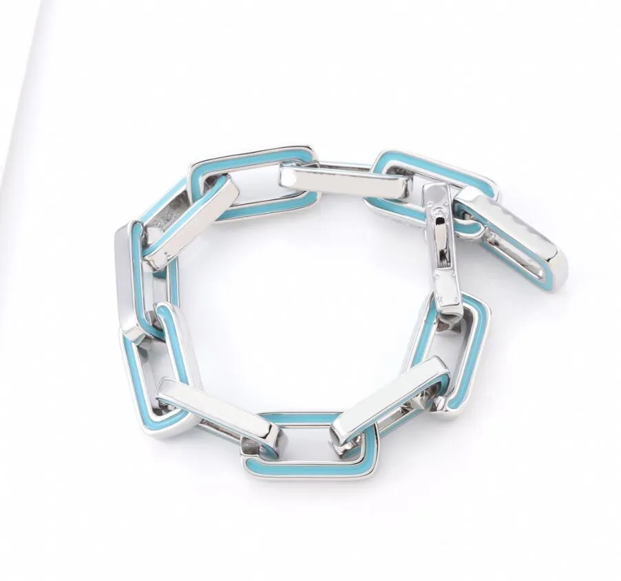 2021 ZB007YX Klassieke Mode Bamboe Stijl Bangle Blauw Heren Link Chain Armband Ketting Met Geschenkdoos Door Ship311Y