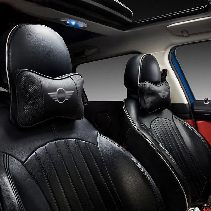Car Neck Pillow Headrest for Mini Cooper Clubman Countryman R50 R53 R55 R56 R60 R61 F54 F55 F56 F60 Interior Leather Head Support 2024