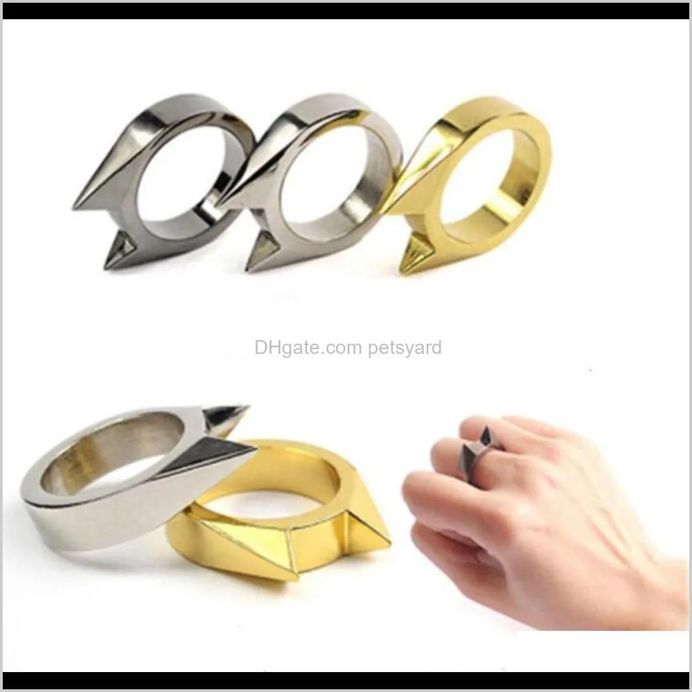 female outdoor self defense finger ring woman safety survival emergency defence personal protection stainless steel rings