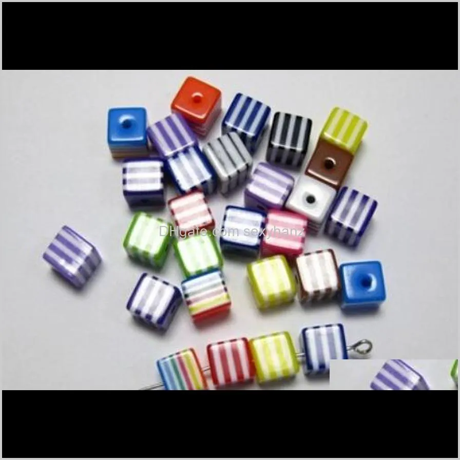 new fashion jewelry diy beaded material / acrylic beads ~ 7 * 7mm acrylic stripe beads square spacer beads 500pcs