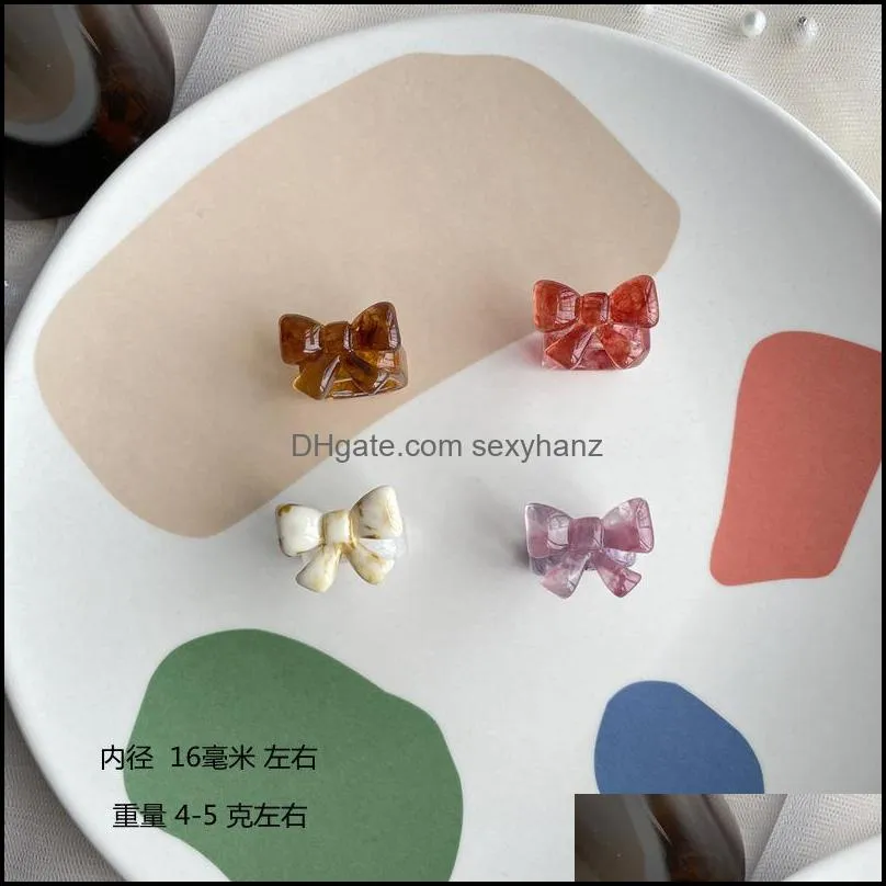Korean Charms Resin Bow Ring For Women Vintage Sweet Rings Gossip Girl 90s Style Jewelry Friends Gifts