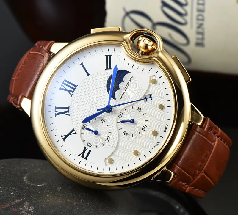 Top Brand Luxury Mens Collezio Quartz Watch With Moon Phase