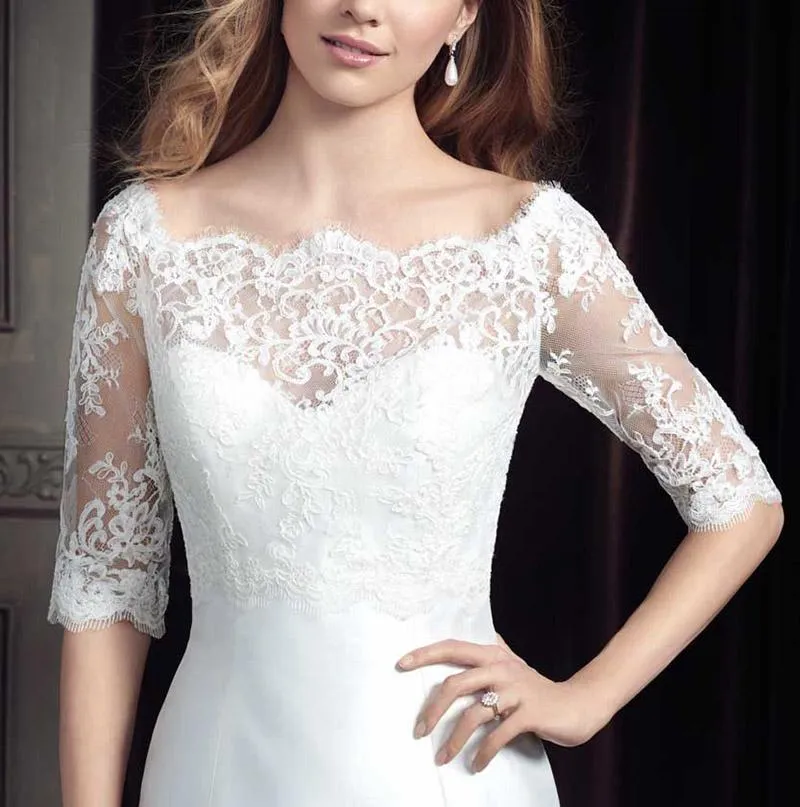 Wraps Jackets 2021 Wedding Accessories Custom Made Off The Shoulder Lace Half Sleeves Bridal Bolero Womens