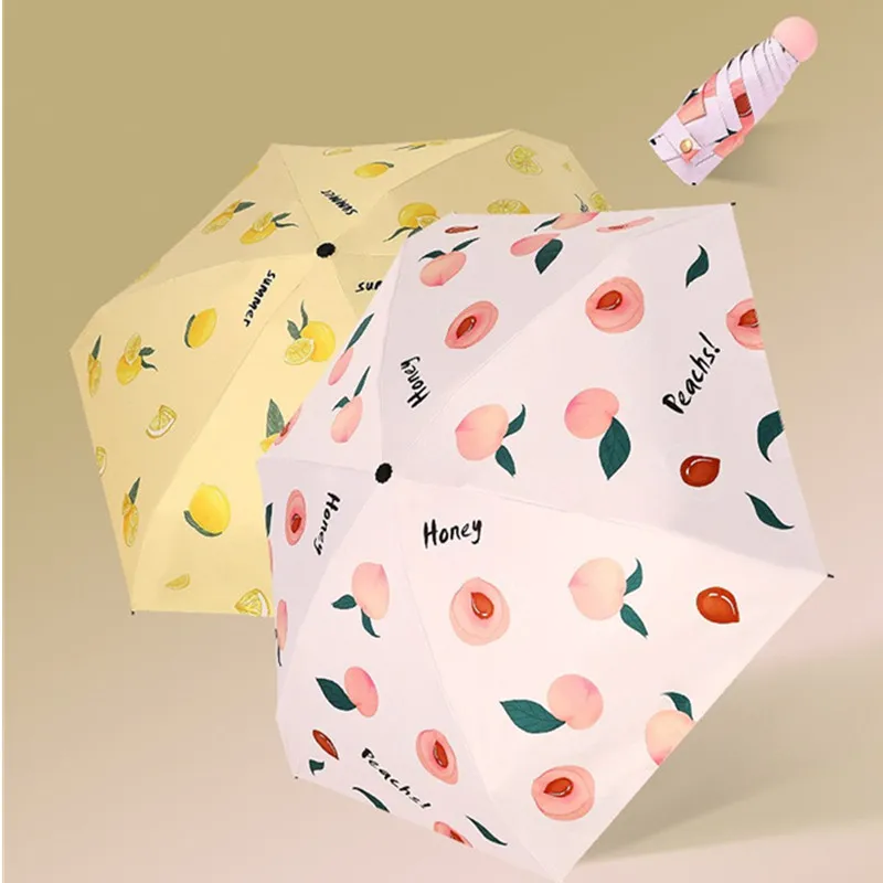 Parapluies de fruits portables clairs parapluies manuels pliants pour enfants femmes parapluies de pluie UV