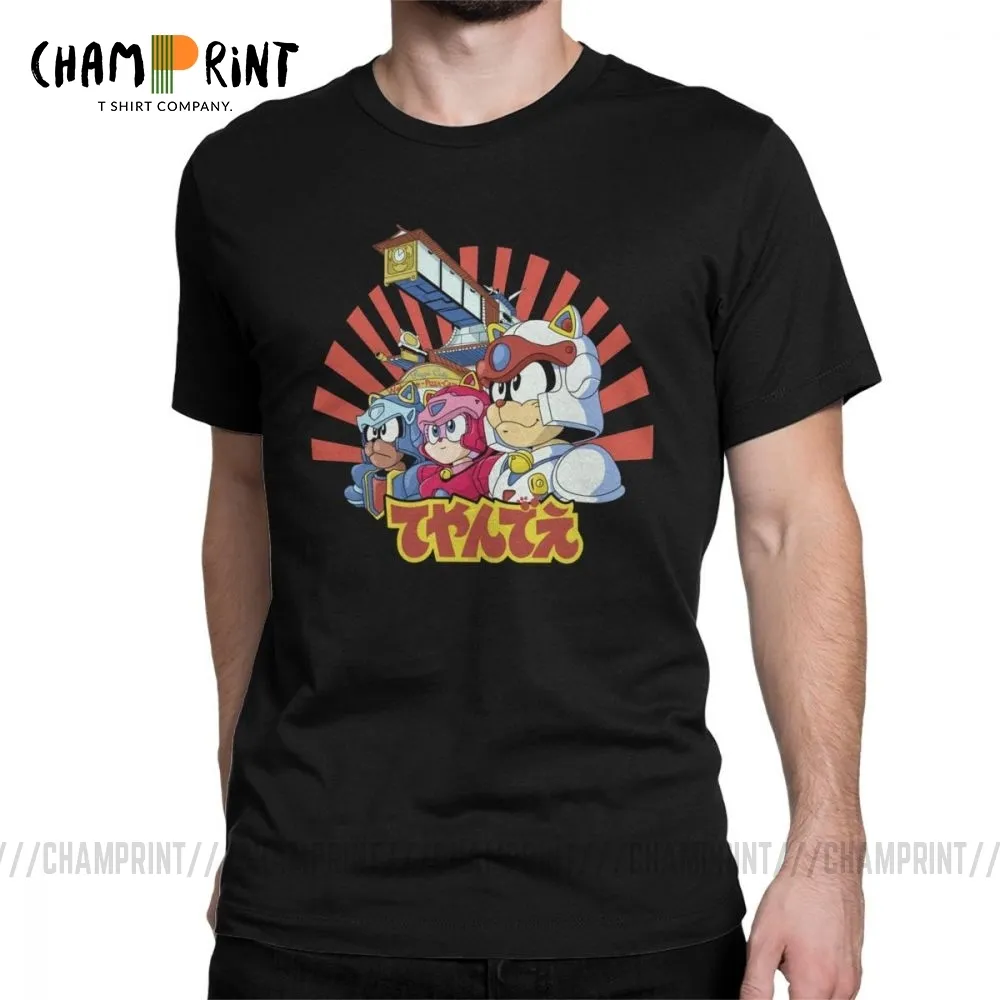 Funny Samurai Pizza Cats T-Shirts Men Round Neck 100% Cotton T Shirt Short Sleeve Tee Shirt Printed Clothing