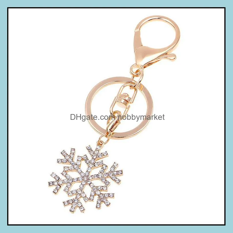 Luxury Christmas Snowflake Diamond Keychain Souvenir Pendant Gift