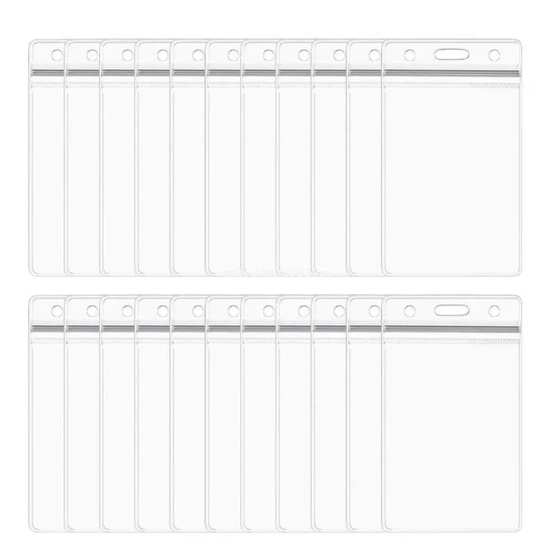 Gift Wrap 100 Pcs Clear Plastic Vertical Name Tag Badge ID Card Holders Dropship