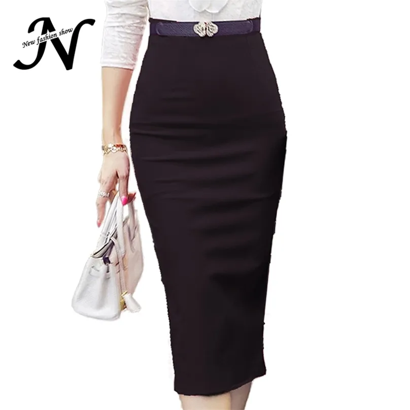 Hoge taille potlood rok plus size strakke bodycon mode vrouwen midi rode zwarte split s Womens Jupe femme S - 5XL 210629