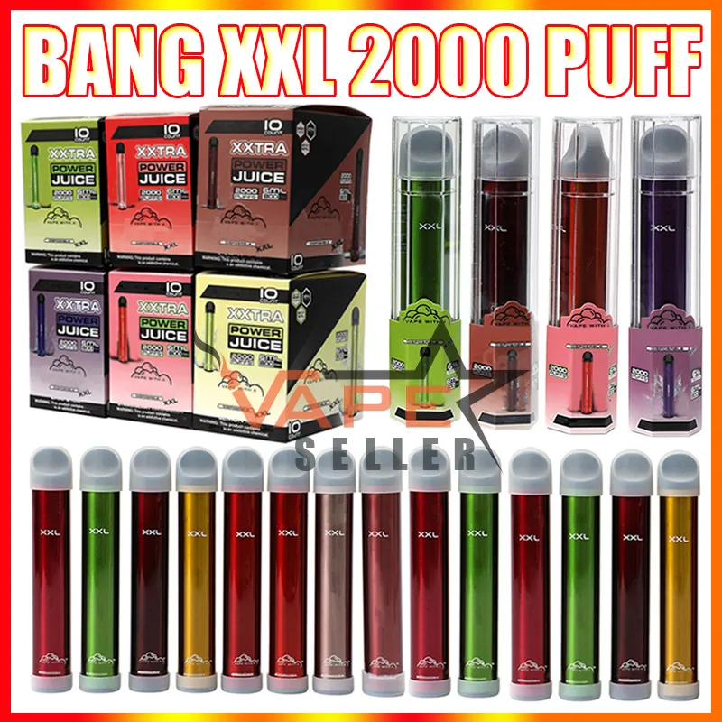 Bang XXL Wegwerp Vape Pen E Sigaret Apparaat Met 800 mAh Batterij 6 ml Voorgevulde Cartridge Pods 2000 Rookwolken Starter Kit