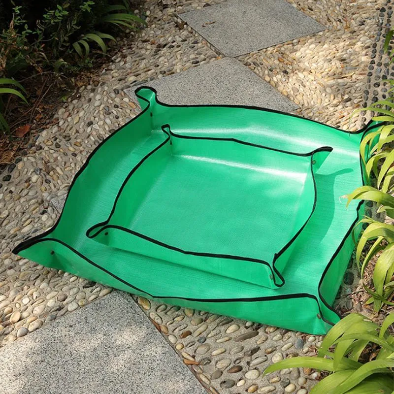 Fioriere Vasi 50/68 / 100cm Pianta da giardinaggio Tappetino quadrato Impermeabile Addensare Vassoi per trapianti interni Giardino Fai da te Bonsai Stuoie per invasatura Tarp Dur