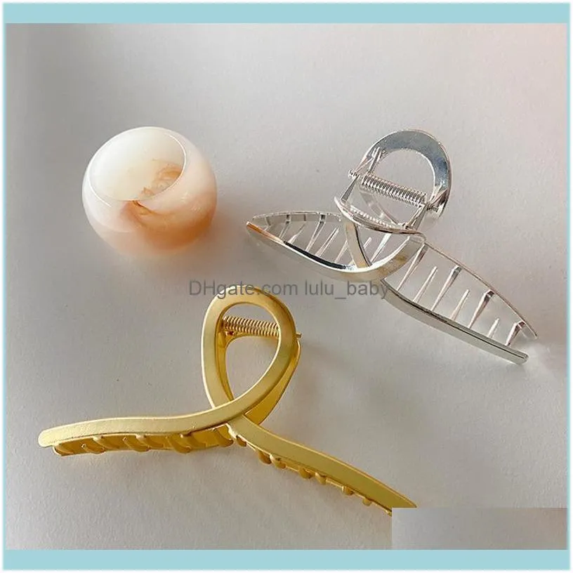 Hair Clips & Barrettes 2021 Korea Metal Pearl Rhinestone Cross Twisted Geometric Gold Silver Color Claw Clip For Women Accessories