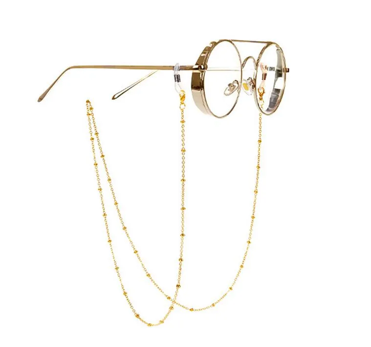 Cadena para gafas de sol, gafas de sol con cuentas, cadenas para gafas, cordones de cuerda, cordón de cristal plateado y oro rosa, correa para el cuello