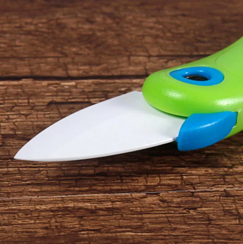 Parrot Bird Ceramic Knife Pocket Folding Bird Knife Fruit Paring Knife Ceramic With Colourful ABS Handle Kitchen Tools YYSY332