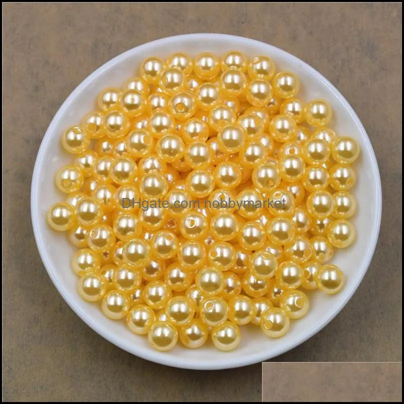 Wholesale 100pcs/lot 6mm Pearl Spacer Beads Craft ABS Plastic Loose Beads Jewelry Making DIY 20 Colors