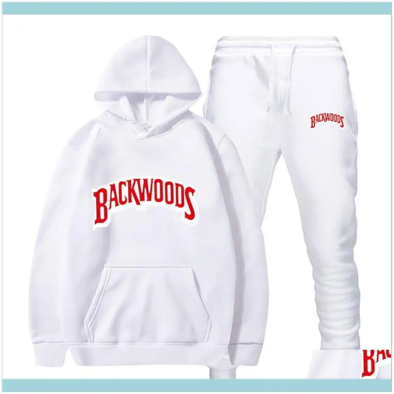 fashion brand Backwoods Men`s Set Fleece Hoodie Pant Thick Warm Tracksuit Sportswear Hooded Track Suits Male Sweatsuit Tracksuit