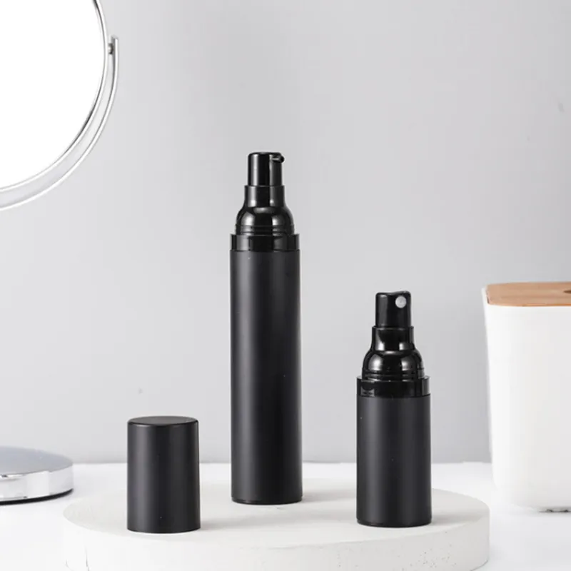 15ml/30ml/50ml Upscale Matte Black Vacuum Press Pump Lotion Bottle Leakproof Airless Top Perfume Spray Atomizer Jar