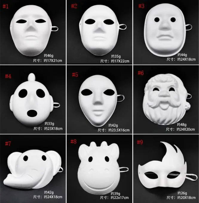 600 stücke Make-Up Tanz Weiß Papier Masken Embryo Form DIY Malerei Handgemachte Zellstoff Tier Halloween Festival Party Maske SN2569