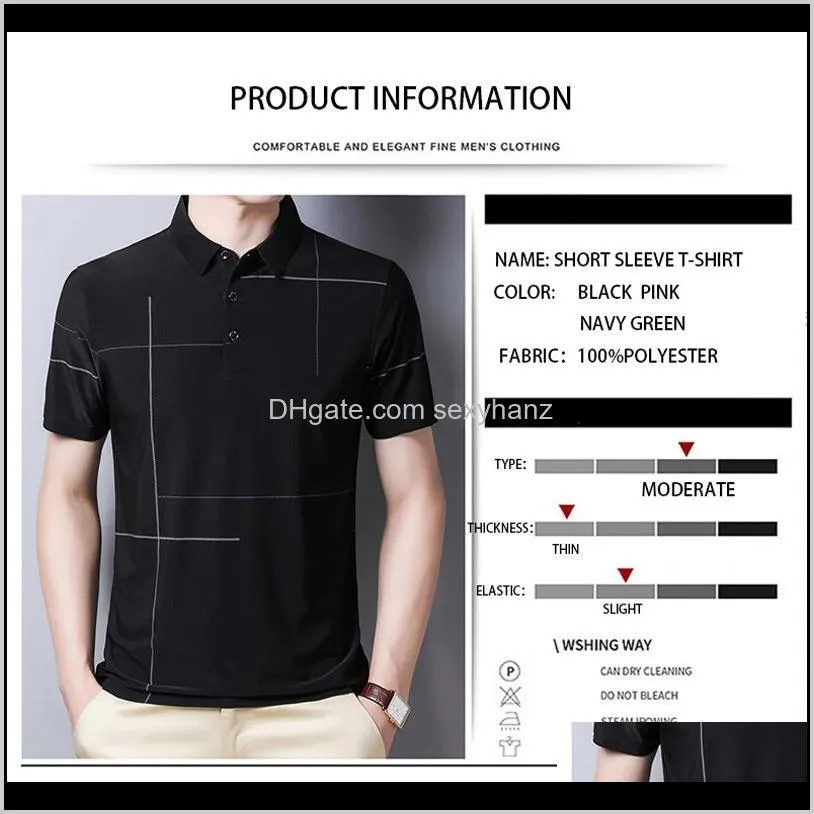 2020 summer thin t-shirt men new casual comfortable soft short sleeve slim fit turn-down collar men tshirt