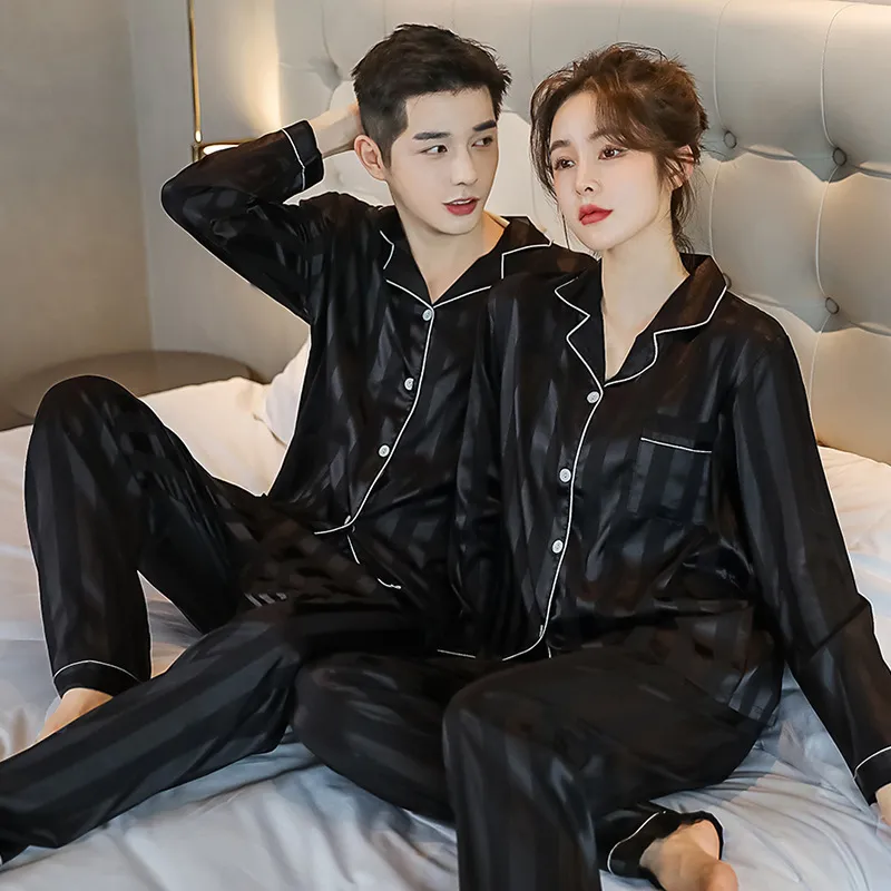 Striped Mens Pajama Sets Long Sleeve Silk Pajamas Men Oversize Casual Sleepwear Sexy Luxury Nightgown Breathable Home Clothing 210524