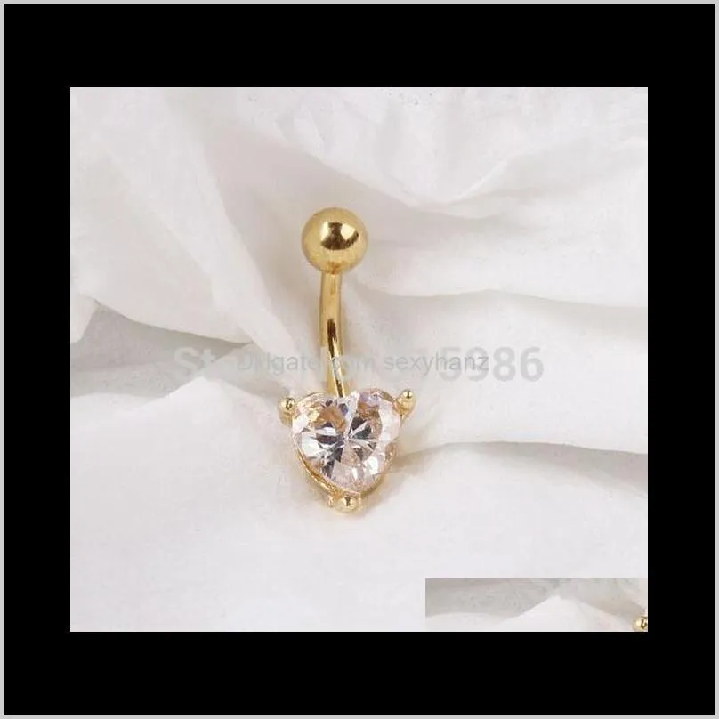 12pcs 18k gold heart rhinestone bow dangle navel belly bar button ring body piercing pierce