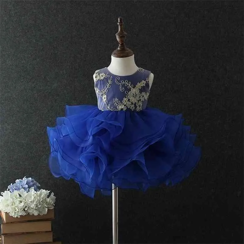 Retail Boutique Korea Style Baby Girl Dress for Party and Wedding Formal Evening Embroidery Fluffy Tutu Birthday 1-5Y E025 210610