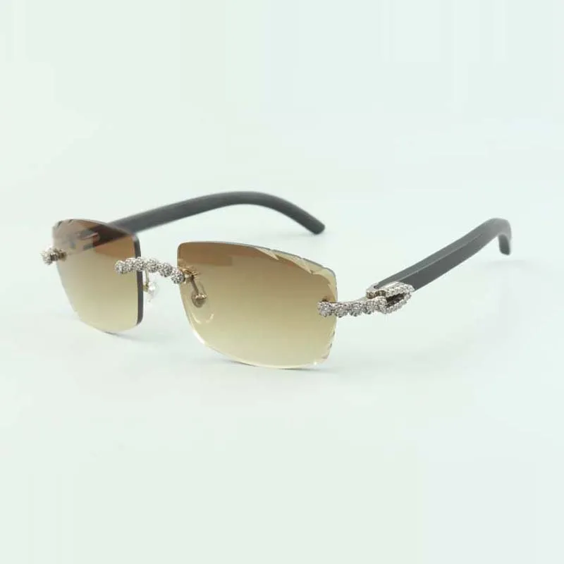 Солнцезащитные очки Bouquet Diamond 3524015 с натуральными черными деревянными палочками и граненой линзой толщиной 3,0