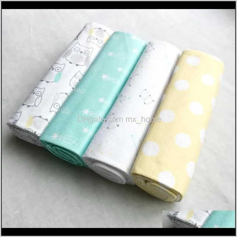 high quality 4pcs/pack 100% cotton supersoft flannel receiving baby blanket swaddle baby bedsheet 76*76cm baby blankets newborn 201105