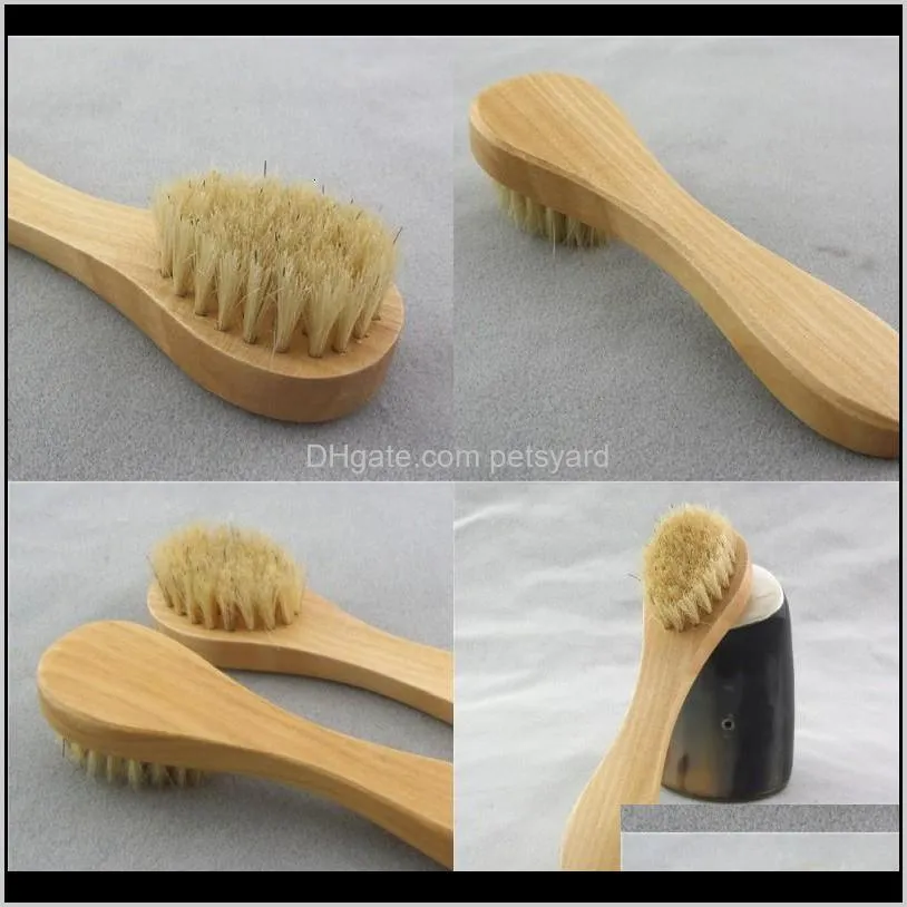 natural bristle face brush massage scrubbers wood handle facial home tools deep pore cleaning brushes in stock 3cg g2
