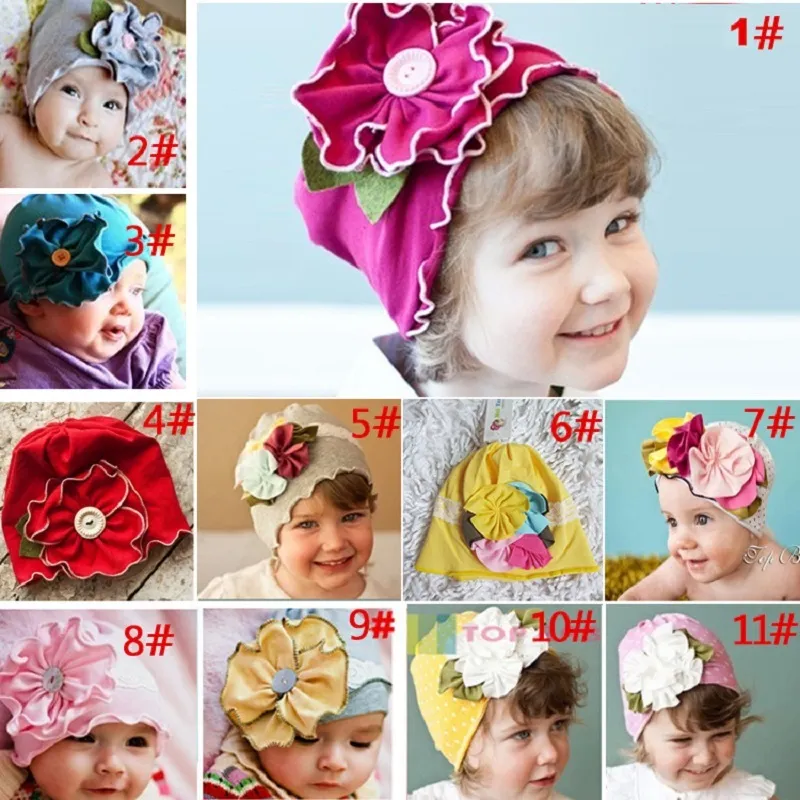 Cotton Baby Girl Flower Caps Bambini Beanie Secchio Cappello per bambini Ragazzi Snapbacks Bambino Copricapo Sciarpa Fedora Moda floreale 210413