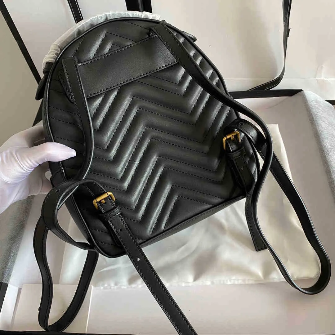 2021 Hot selling 5A Backpack Bags Top Quality Classic Stripes Genuine Leather Fashion School Bag 22x26.6x11cm