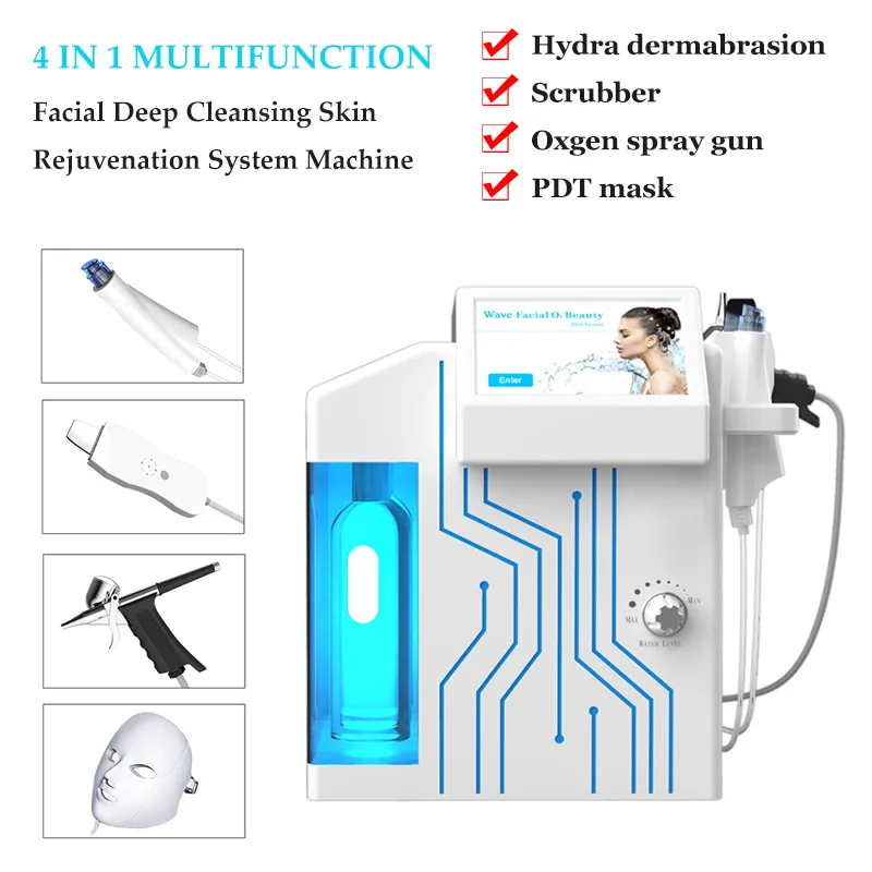 Högsta kvalitet Lågt pris 4 i 1 Mikrodermabrasion Hydra Hud Rengöringsmaskin Multifunktionell Vatten Dermabrasion Personlig