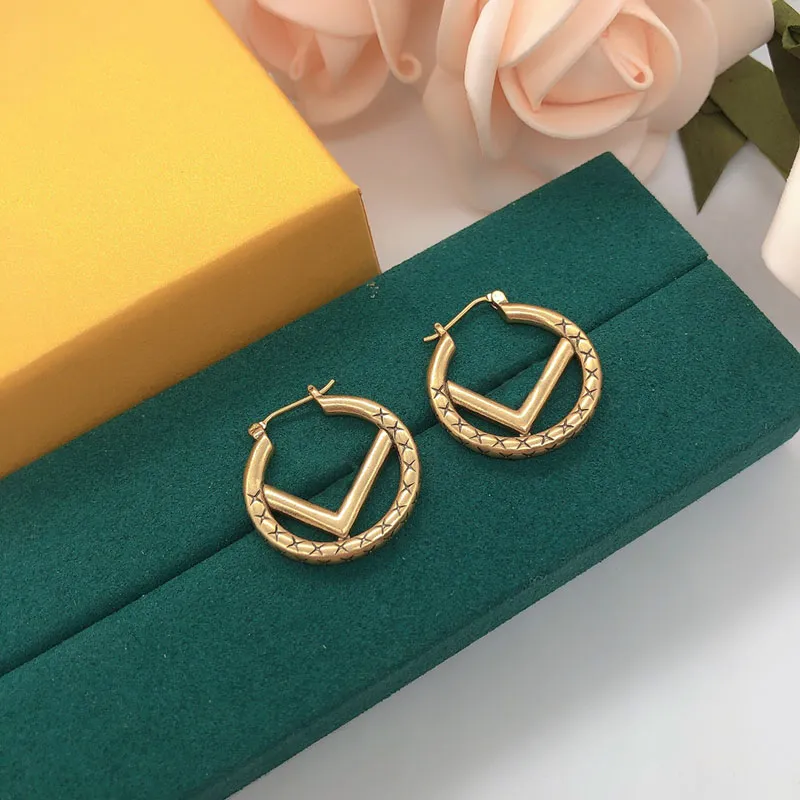 Letter Circle Earrings Designer Gold Earring Luxury F Jewelry Fashion Goldn Hoop Earrings For Women Mens Accessories Ohrringe D2111113HL