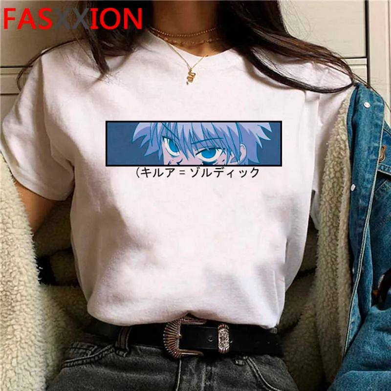 Kawaii Hunter x Tshirt Men Killua Zoldyck Funny Cartoon Cute Anime T-shirt Kurapika HxH Devil Eye Unisex Tees Man Y0809