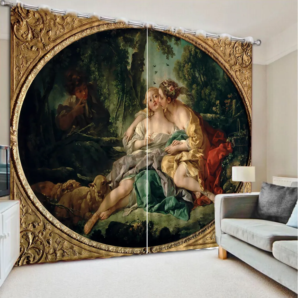 Rideau moderne personnalisé Fenêtre 3D Salon Chambre à coucher imprimée Bkackout Rideaux HD Ange pour la cuisine Murale Décor