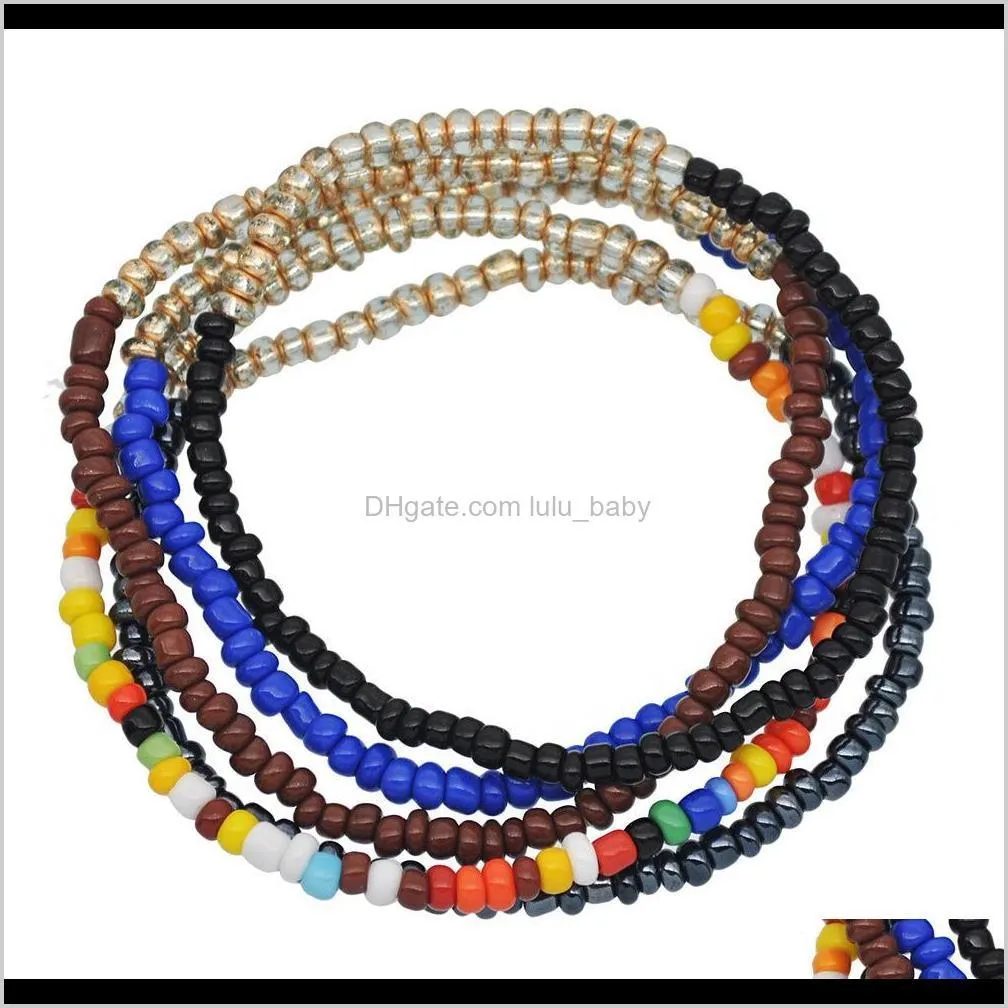 indian style jewelry mix and match colorful rice beads bracelet exaggerated multi-layer elastic rope string beads bracelet combination