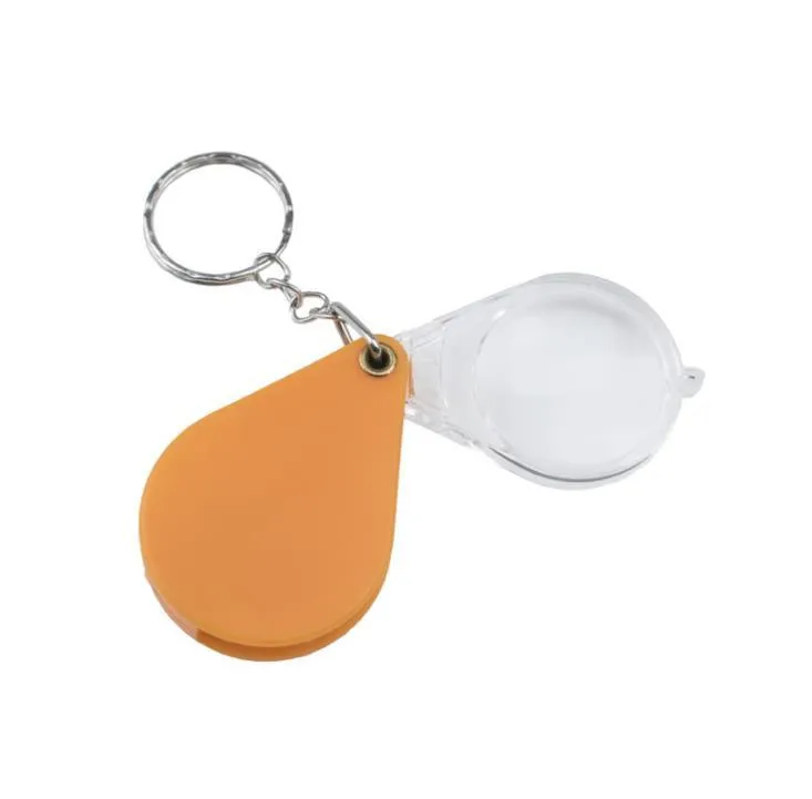 Optical Instruments 10X Magnifying Glass Folding Magnifier Handheld Glass Lens Plastic Portable Keychain Loupe Green Orange SN4835