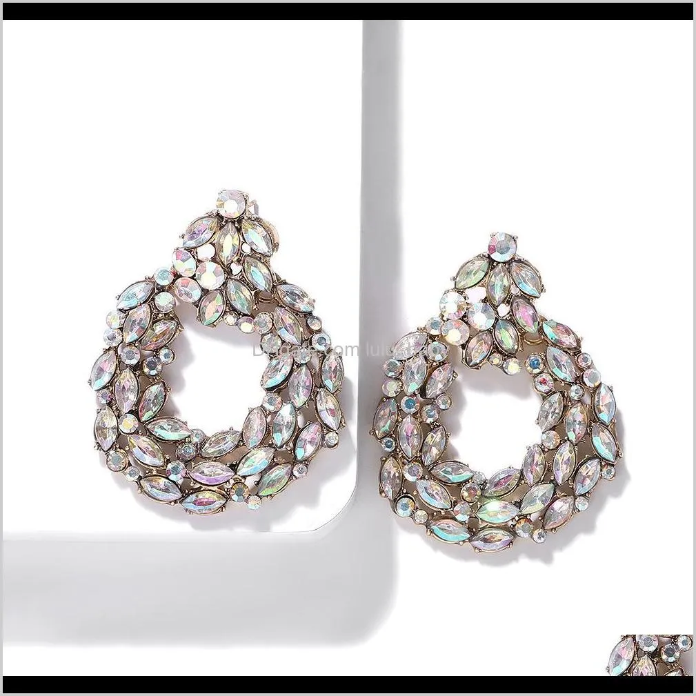 very glittering popular fashion designer exaggerated colorful rhinestone crystal geometry pendant stud earrings for women girls