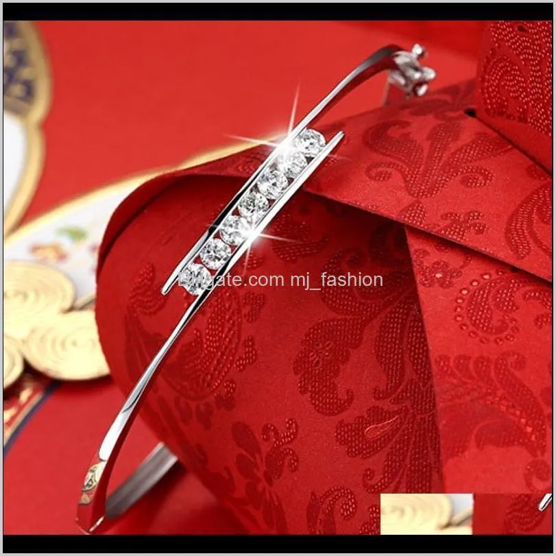 version of the silver bracelet diamond zircon female bracelet open buckle creative fashion bracelet silver jewelry wholesale 2380