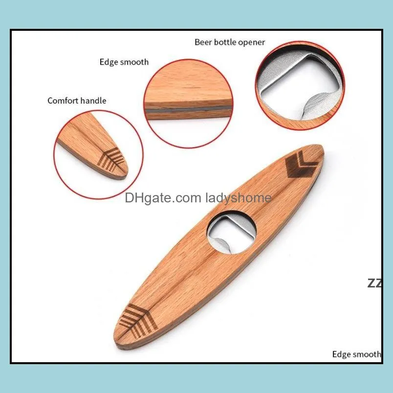 Araçlar Mutfak, Yemek Ev Gardenwooden Bira Şişesi Açıcı Ahşap Tutamak Yaratıcı Paslanmaz Çelik Hız Kapatıcılar Bar Mutfak Malzemeleri Hwd