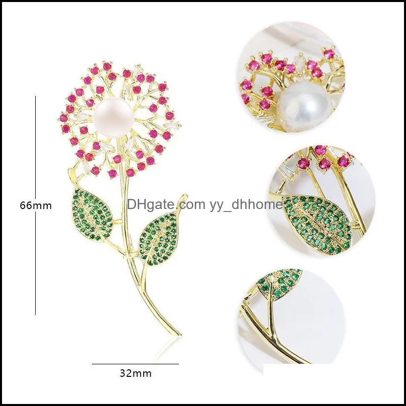 Pins, Brooches XIUMEIYIZU Arrivals High Quality Pearl Brooch Luxury Zirconia Pin For Women Coat Scarf Wedding Dress Accessories