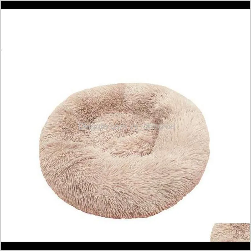 round long fur pet cat kennel bed mat colorful plush pet cat kitten sleep sofa winter keep warm christmas gift supplies