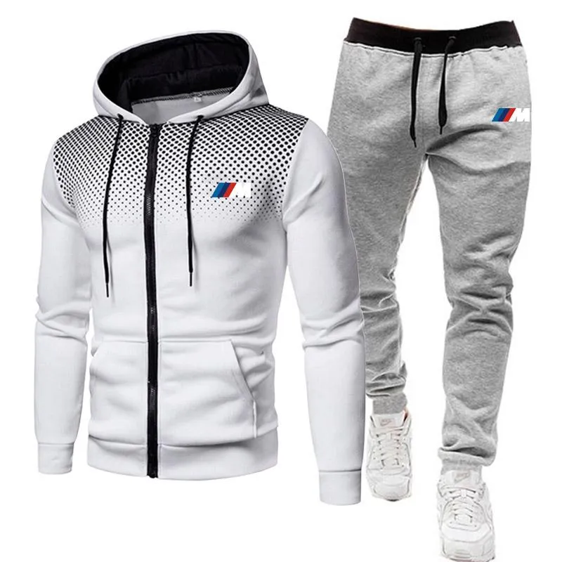 Męskie Dresy 2021 Moda Jesień Winter Spodnie Bluza Sweter Dwukierki Dwuczęściowy garnitur joggingowy M-3XL Bawełniany Track Sports